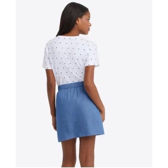 Draper James Tie Waist Mini Skirt Womens Size Large Chambray Blue 100% Cotton - Picture 3 of 7